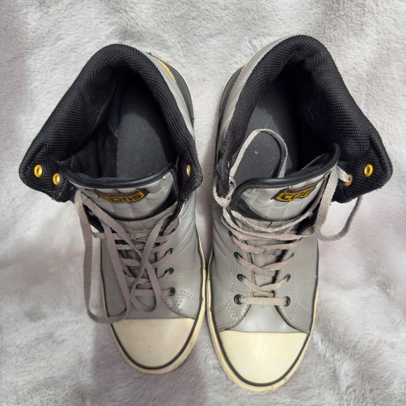 Converse Chuck Taylor All Star High Top Shoes Mens 10 Gray Black Yellow Sneakers - Picture 8 of 8